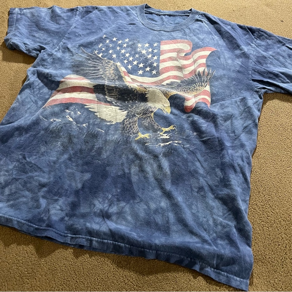 THE MOUNTAIN PATRIOTIC AMERICAN FLAG BALD EAGLE BLUE TIE-DYE XL T-SHIRT🦅